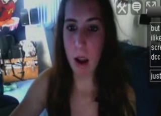 Dorky webcam girl talked into fucking her pet