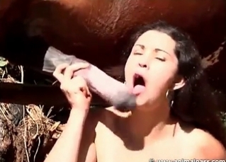 Nice animal dick gets sucked by a zoophile