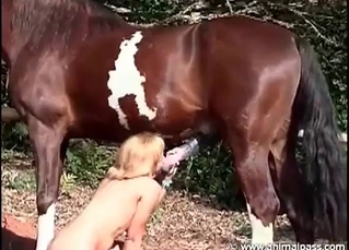 Zoophile nicely pleases a hard animal dick