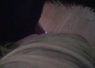 Perverted zoophile slut gulps her dog cum after hot bestiality